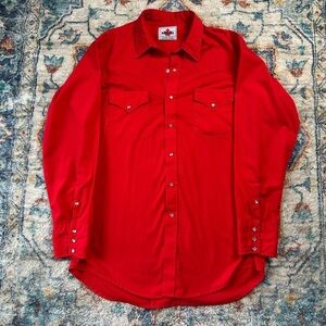 Vintage 1980s MWG Red Pearl Snap Button-up Shirt Large